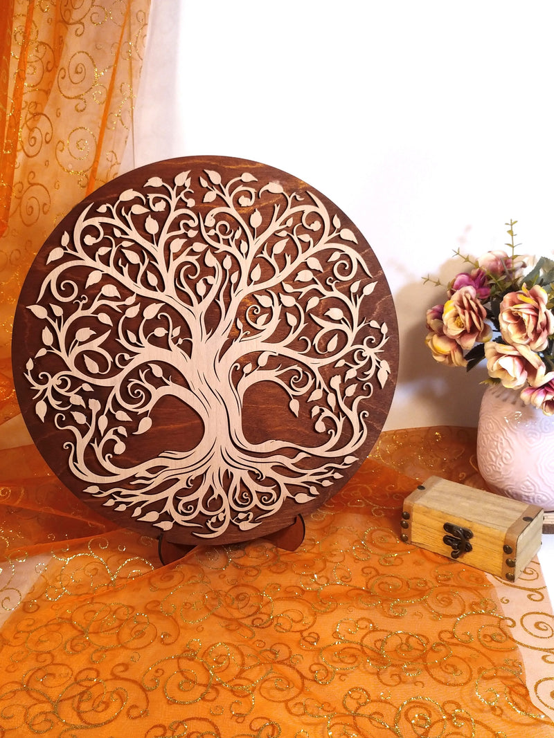Tree of Life Wooden Wall Art | Sacred Geometry Circle Mandala Decor